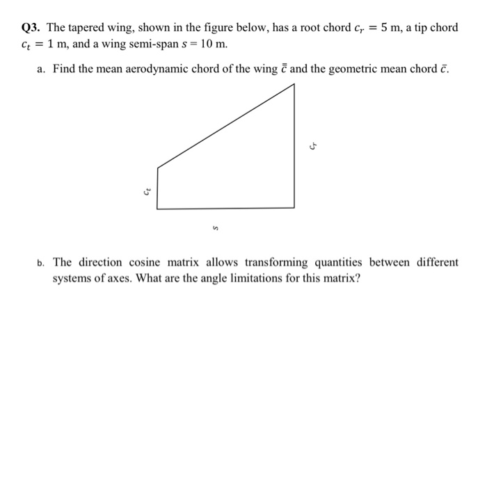 Solved Q3. The tapered wing, shown in the figure below, has | Chegg.com