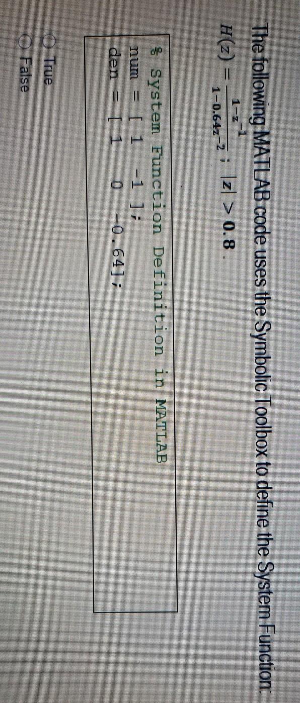 Solved The following MATLAB code uses the Symbolic Toolbox | Chegg.com