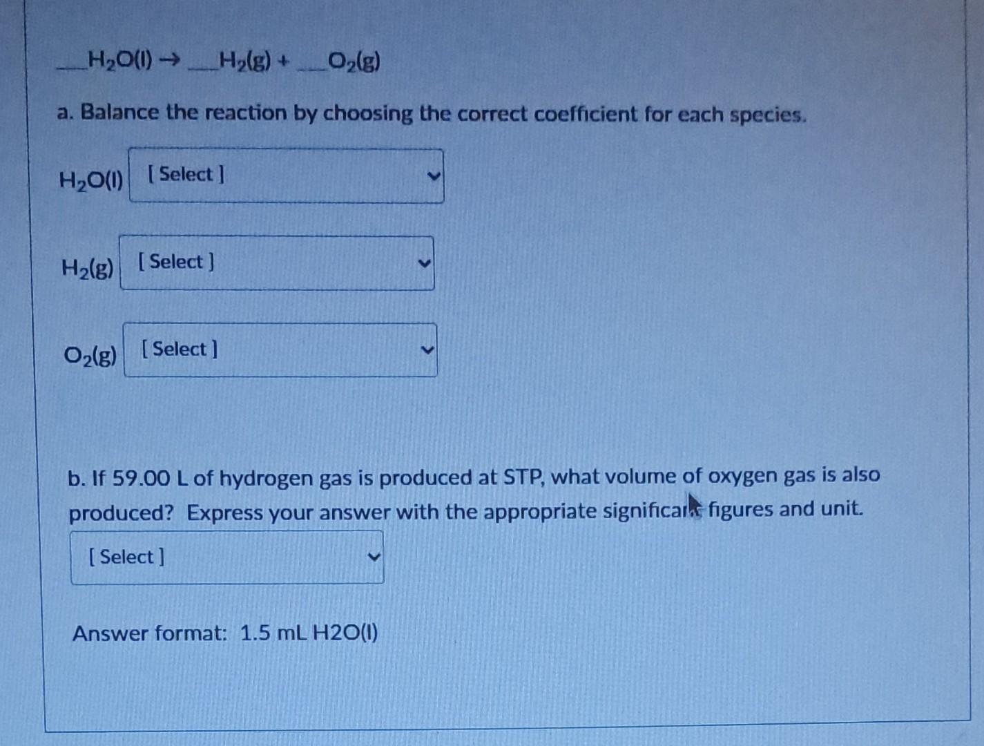 Balance H2o2 Solved H2O(I)→H2( g)+…O2( g) a. Balance the reaction by | Chegg.com