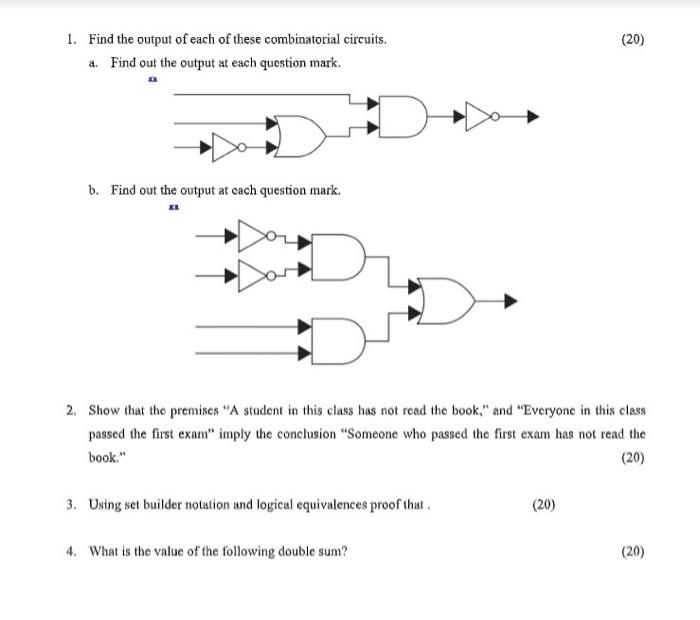 Solved ( 20) 1. Find The Output Of Each Of These | Chegg.com