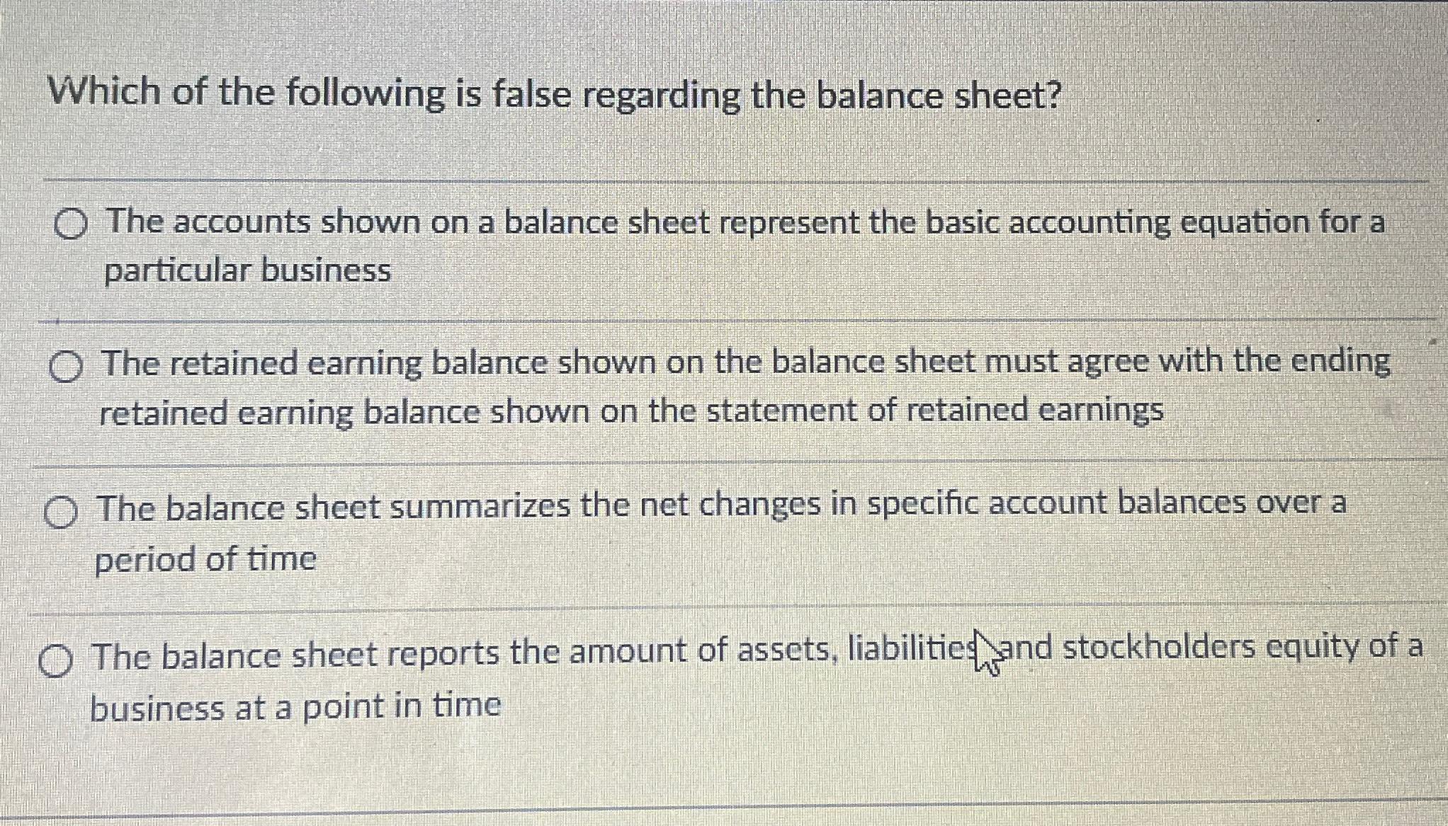 closing stock is not shown in balance sheet true or false