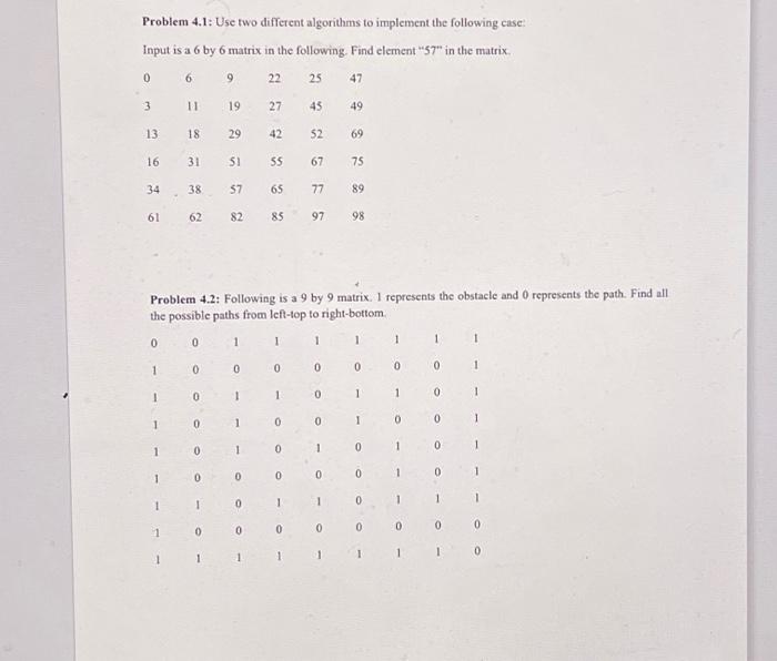 Solved Problem 4.1: Use Two Different Algorithms To | Chegg.com