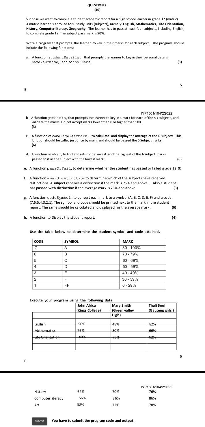 Solved Suppose We Want To Compile A Student Academic Report | Chegg.com