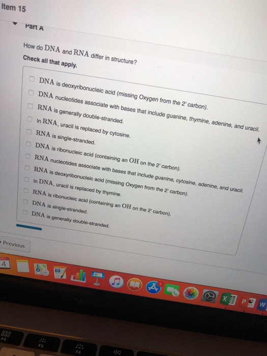 Solved Item 15 Part A How do DNA and RNA differ in