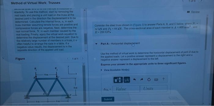 Solved 1 At 8 Method Of Virtual Work: Trusses BAND | Chegg.com