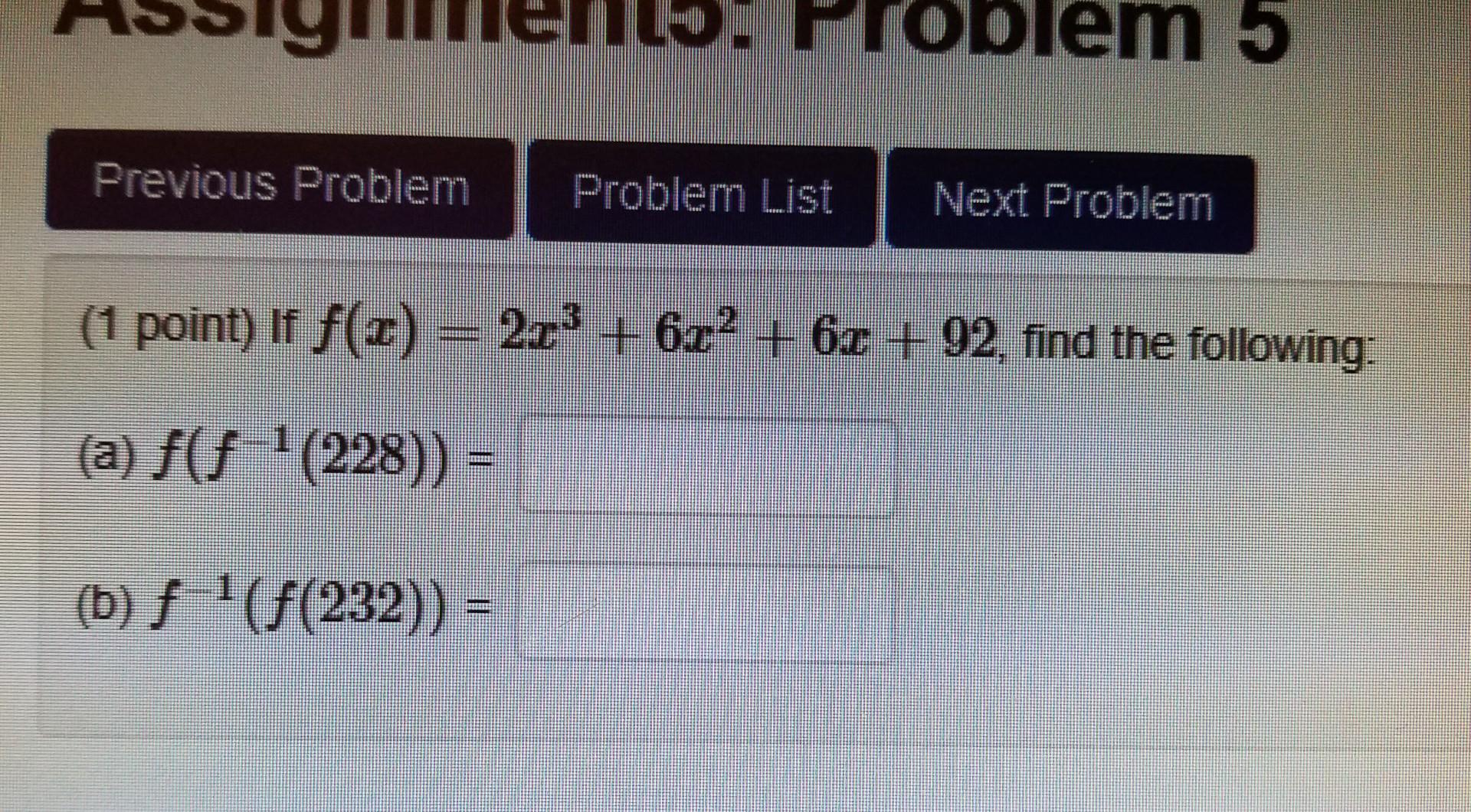 Solved Problem 5 Previous Problem Problem List Next Problem | Chegg.com