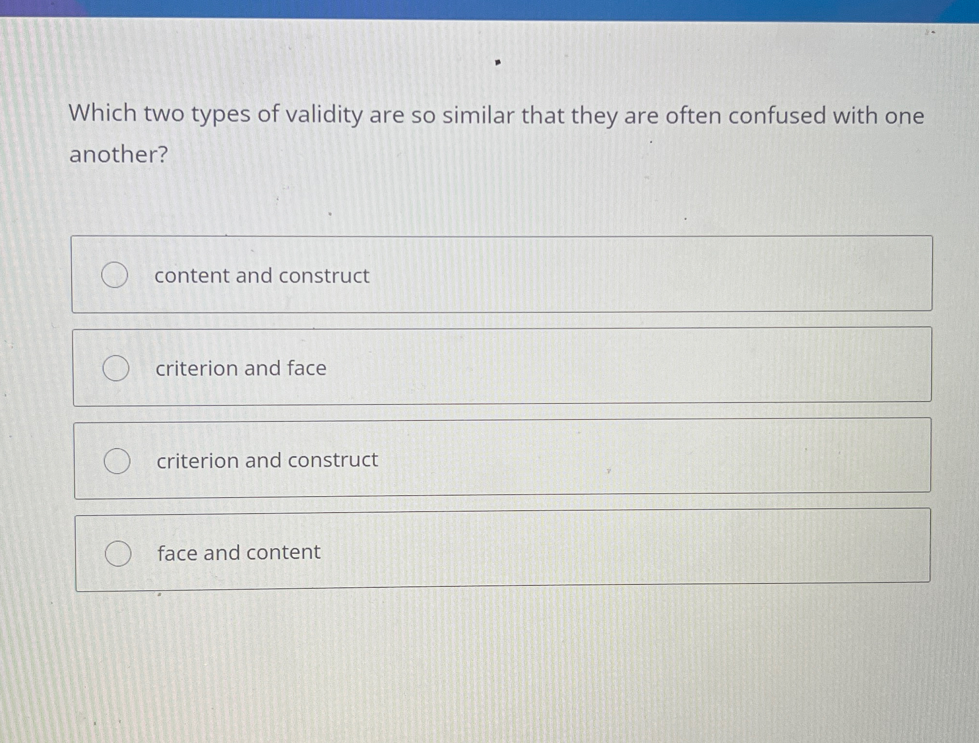 Solved Which two types of validity are so similar that they | Chegg.com