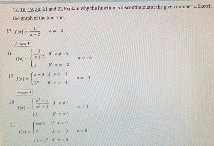 Solved 17, 18, 19, 20, 21 and 22 Explain why the function is | Chegg.com