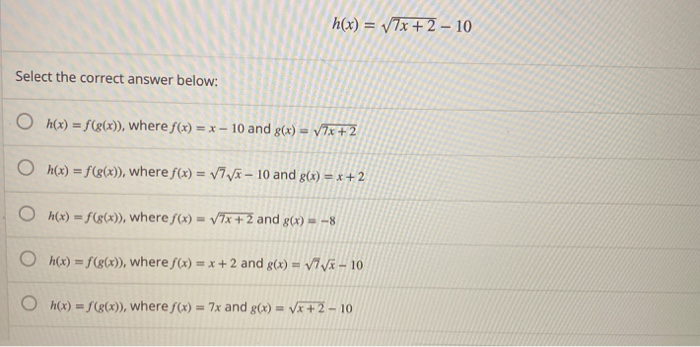 Solved Given The Function H X Below Select The Answer