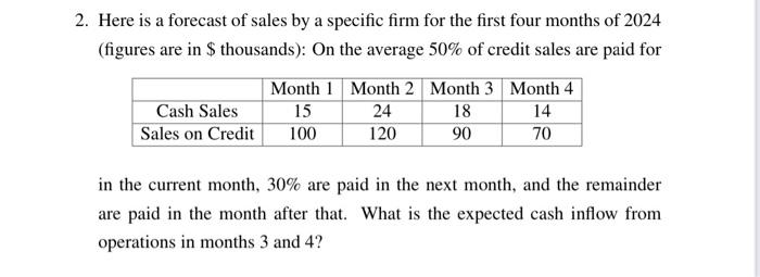 Solved 2. Here is a forecast of sales by a specific firm for | Chegg.com