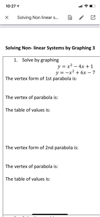 Solved 10 27 X Solving Non Linear S E Solving Non Li Chegg Com