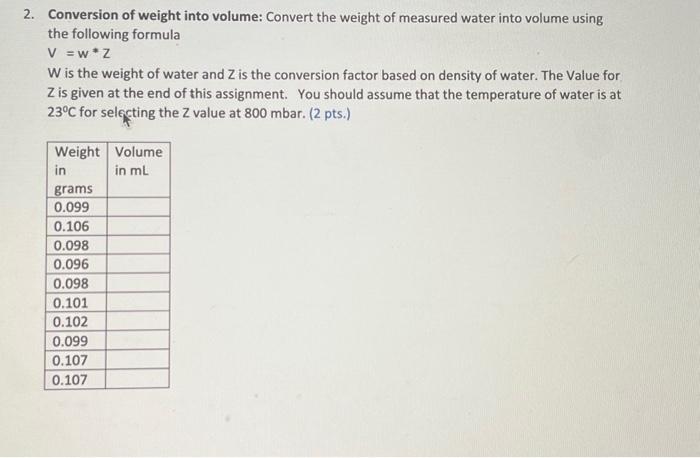 Weight and volume outlet conversion