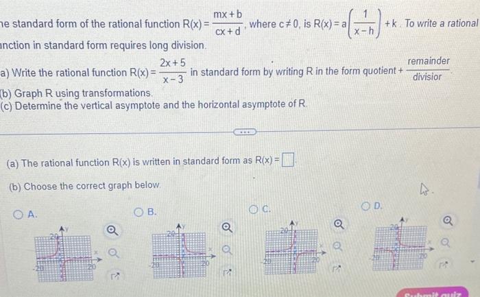 Solved he standard form of the rational function | Chegg.com