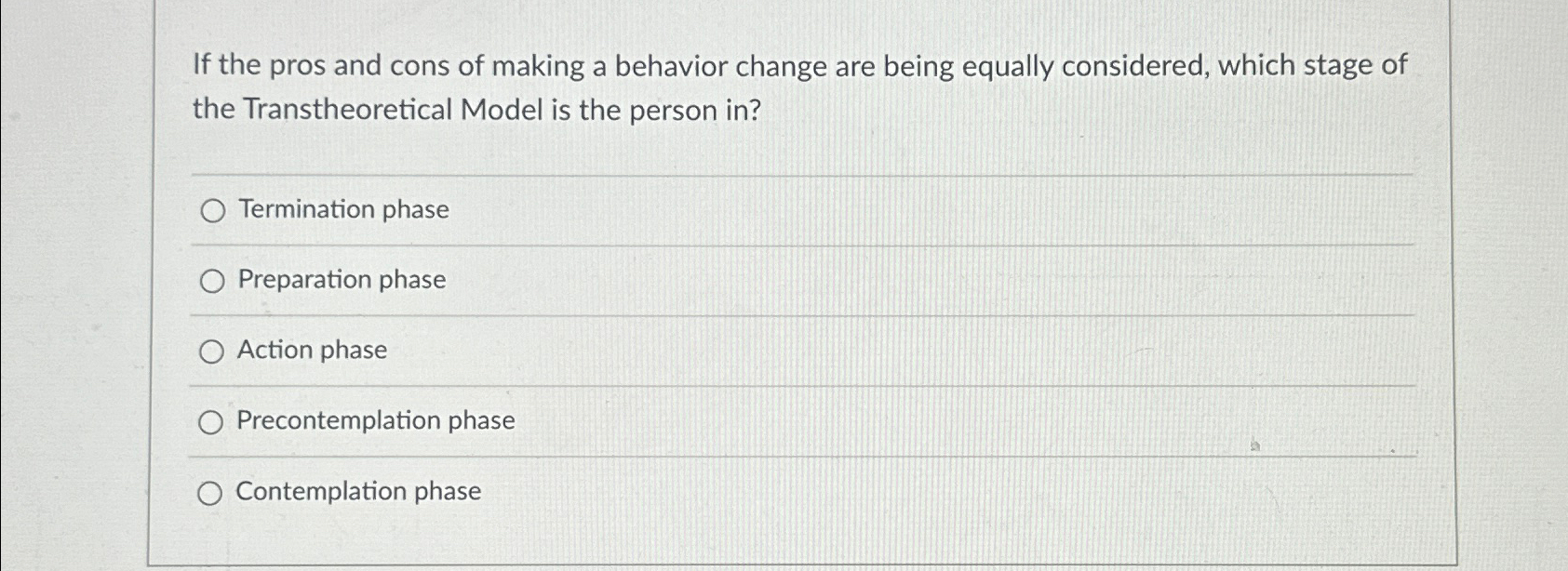 transtheoretical model of behavior change pros and cons