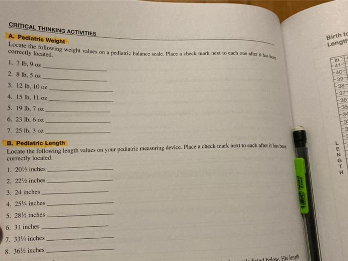 Solved how do i locate the weight and length values on a