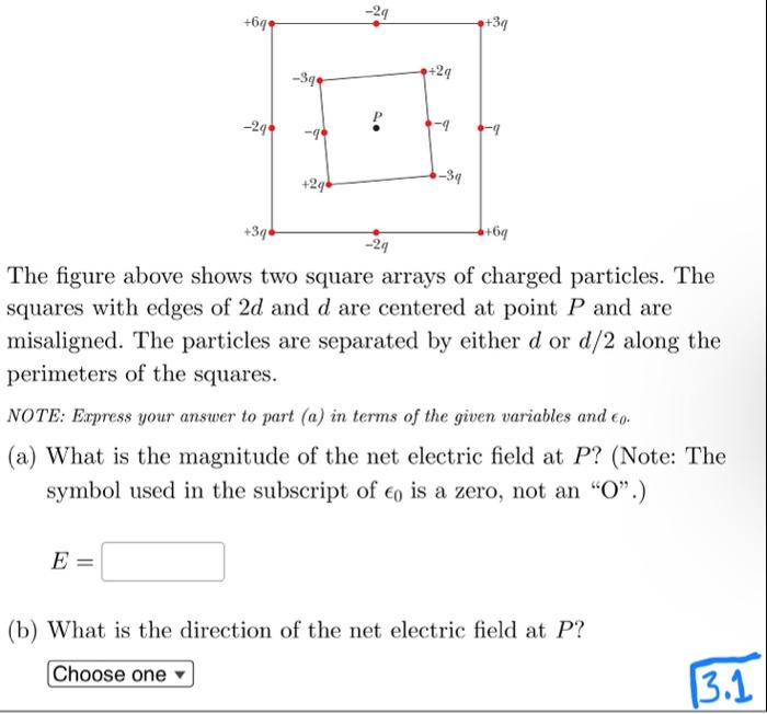 Solved The figure above shows two square arrays of charged | Chegg.com