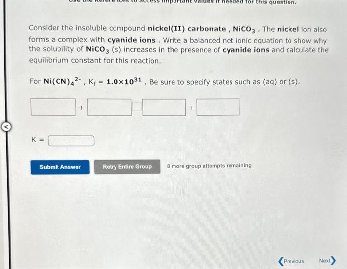 Solved Consider the insoluble compound zinc cyanide,