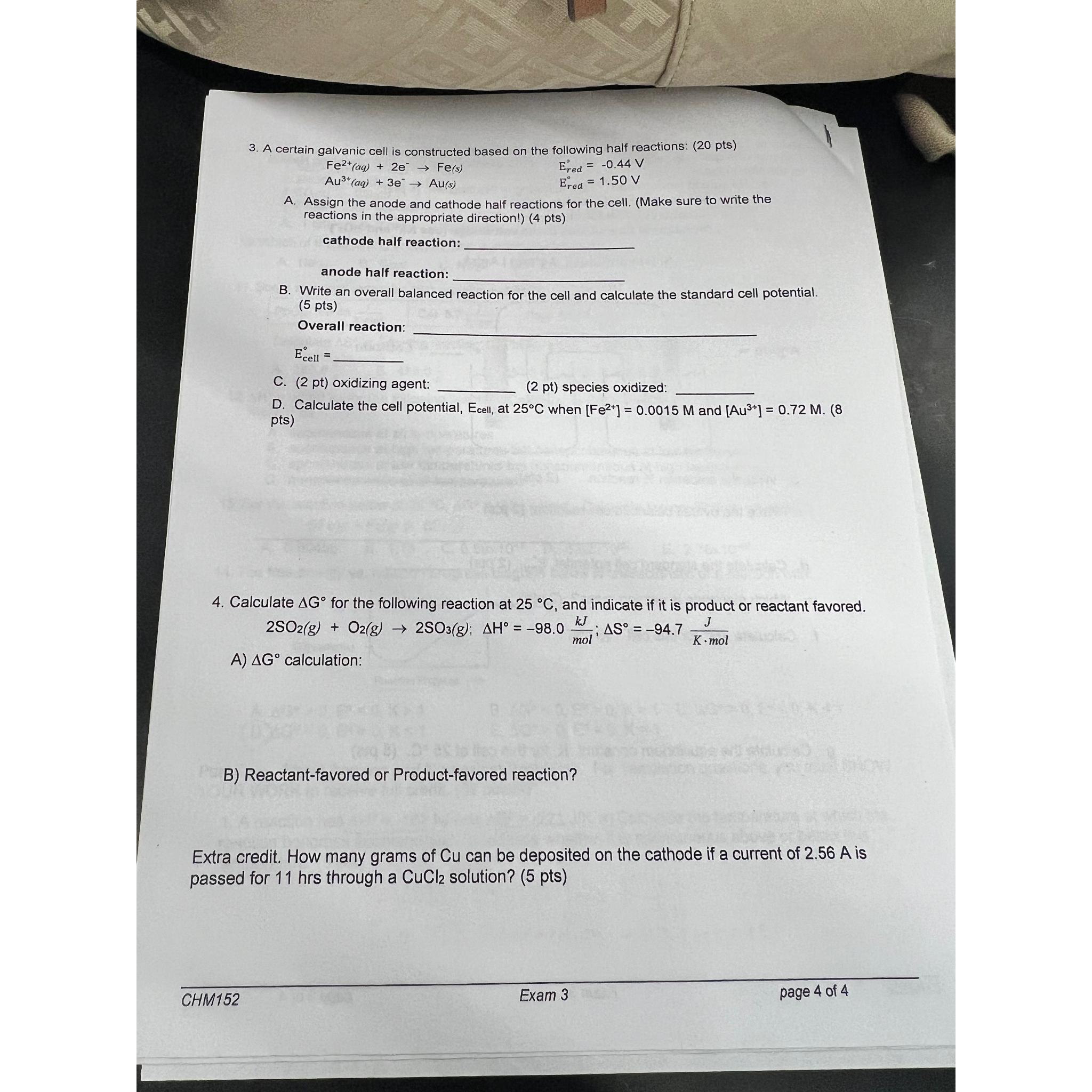 Solved A certain galvanic cell is constructed based on the | Chegg.com