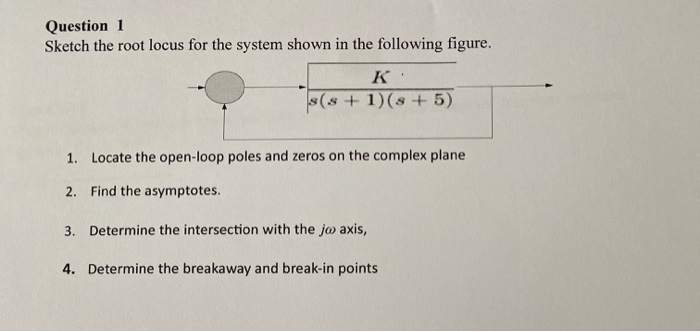 Solved Question 1 Sketch the root locus for the system shown | Chegg.com