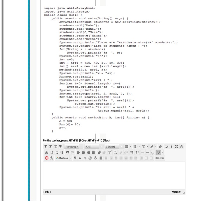 Solved import java.util.ArrayList; import java.util.Arrays; | Chegg.com