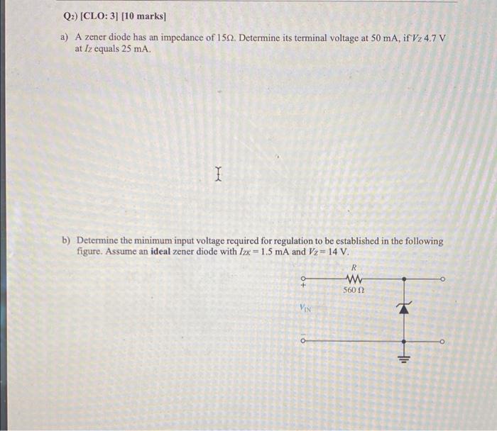 Solved a) A zener diode has an impedance of 15Ω. Determine