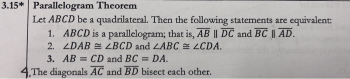 Solved 3.15* Parallelogram Theorem Let ABCD Be A | Chegg.com