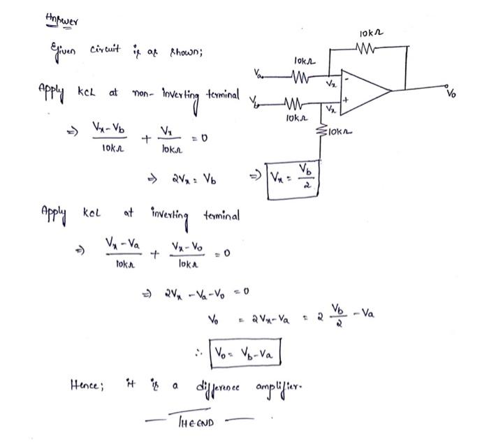 Solved PART (2) DIFFERENCE AMPLIFIER The Circuit Shown In | Chegg.com