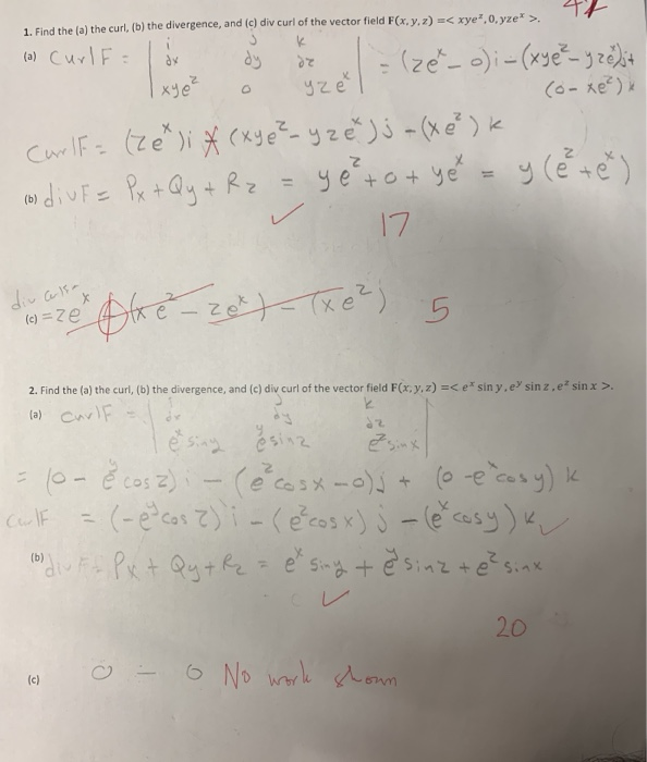 Solved 1 Find The A The Curl B The Divergence And Chegg Com