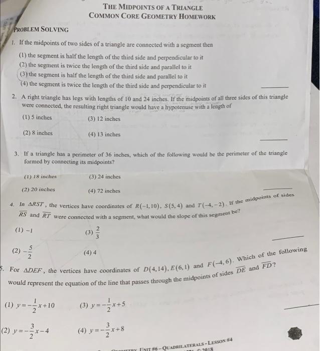 complements and supplements common core geometry homework