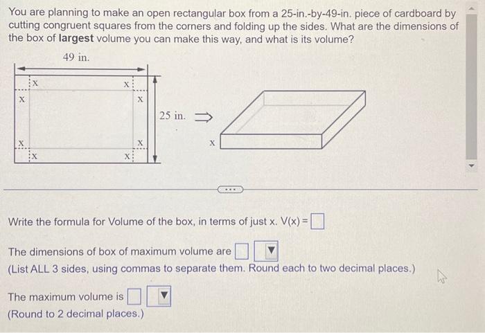 Solved You are planning to make an open rectangular box from | Chegg.com