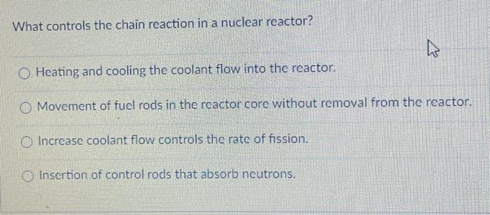 Solved What controls the chain reaction in a nuclear | Chegg.com