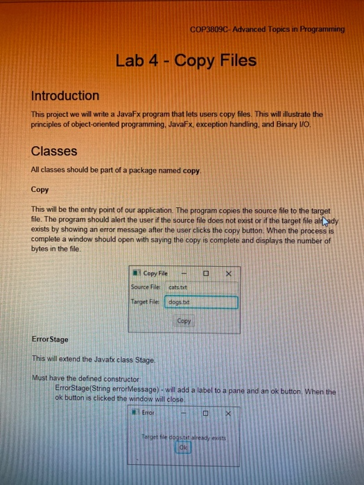 COP3809C-Advanced Topics in Programming Lab 4 - Copy | Chegg.com