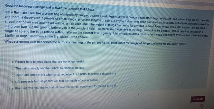 Solved Read the following passage and answer the question | Chegg.com