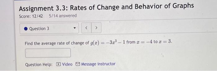 assignment 3.3 rates of change and behavior of graphs