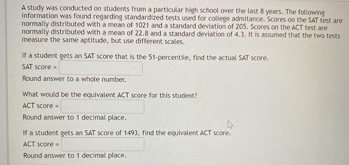 Solved A study was conducted on students from a particular | Chegg.com
