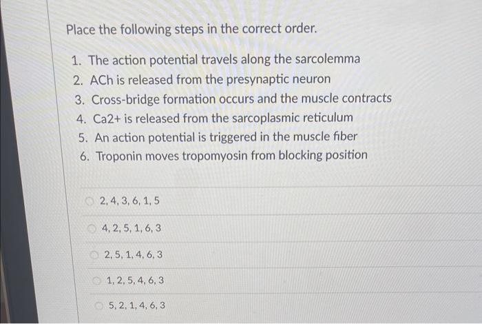 Solved Place the following steps in the correct order. 1. | Chegg.com