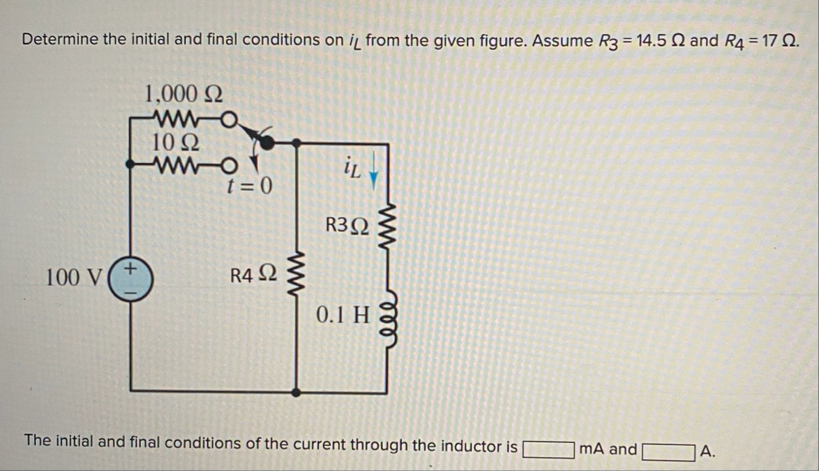 Solved Determine the initial and final conditions on iL | Chegg.com