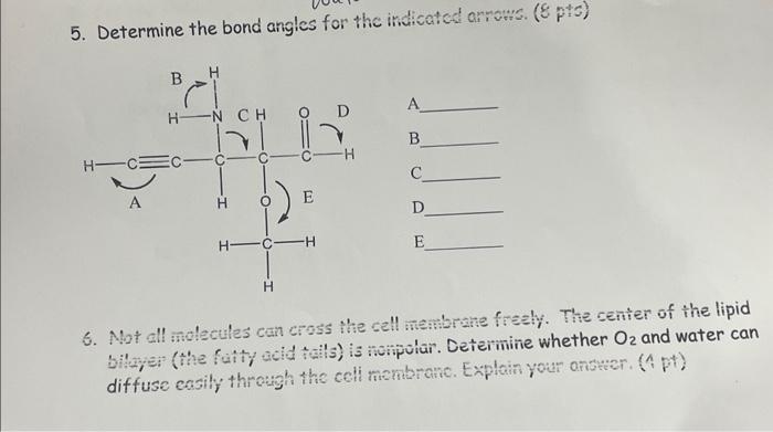 Solved 5. Determine The Bond Angles For The Indicated | Chegg.com