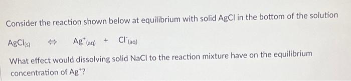 Solved Consider the reaction shown below at equilibrium with | Chegg.com