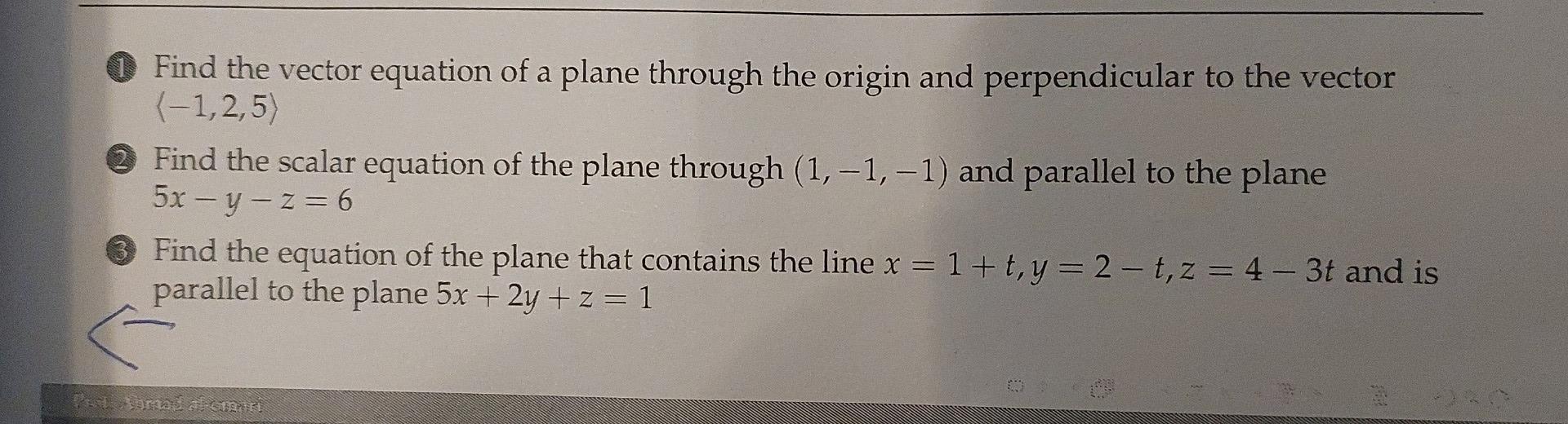 how to find scalar equation of a plane from vector equation
