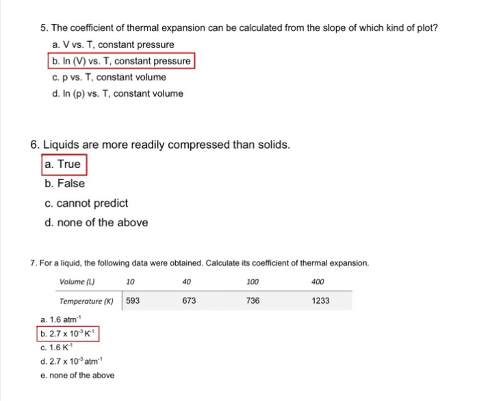 Solved 5 The Coefficient Of Thermal Expansion Can Be Cal Chegg Com