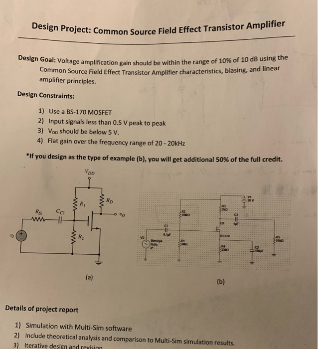 Solved Design Project Common Source F Ject Common Source Chegg