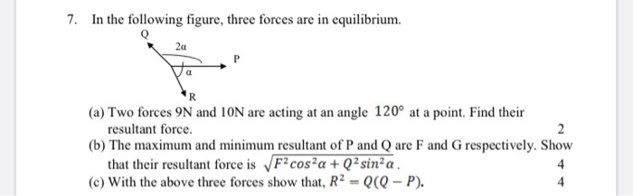 Solved 7. In the following figure, three forces are in | Chegg.com