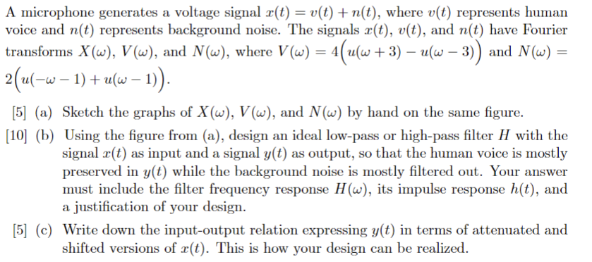 Solved A microphone generates a voltage signal | Chegg.com