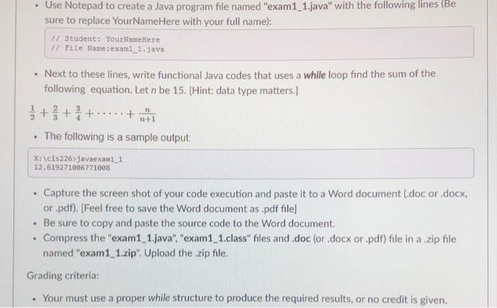 Solved . Use Notepad to create a Java program file named | Chegg.com