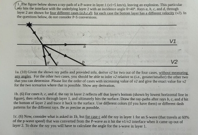 Solved The figure below shows a ray-path of a P-wive in | Chegg.com
