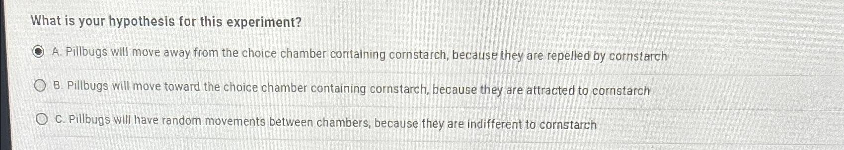 what is your hypothesis for this experiment pillbugs
