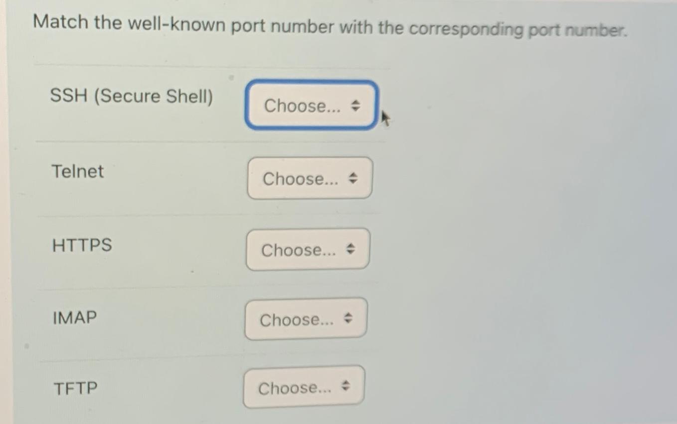 Solved Match the well-known port number with the | Chegg.com