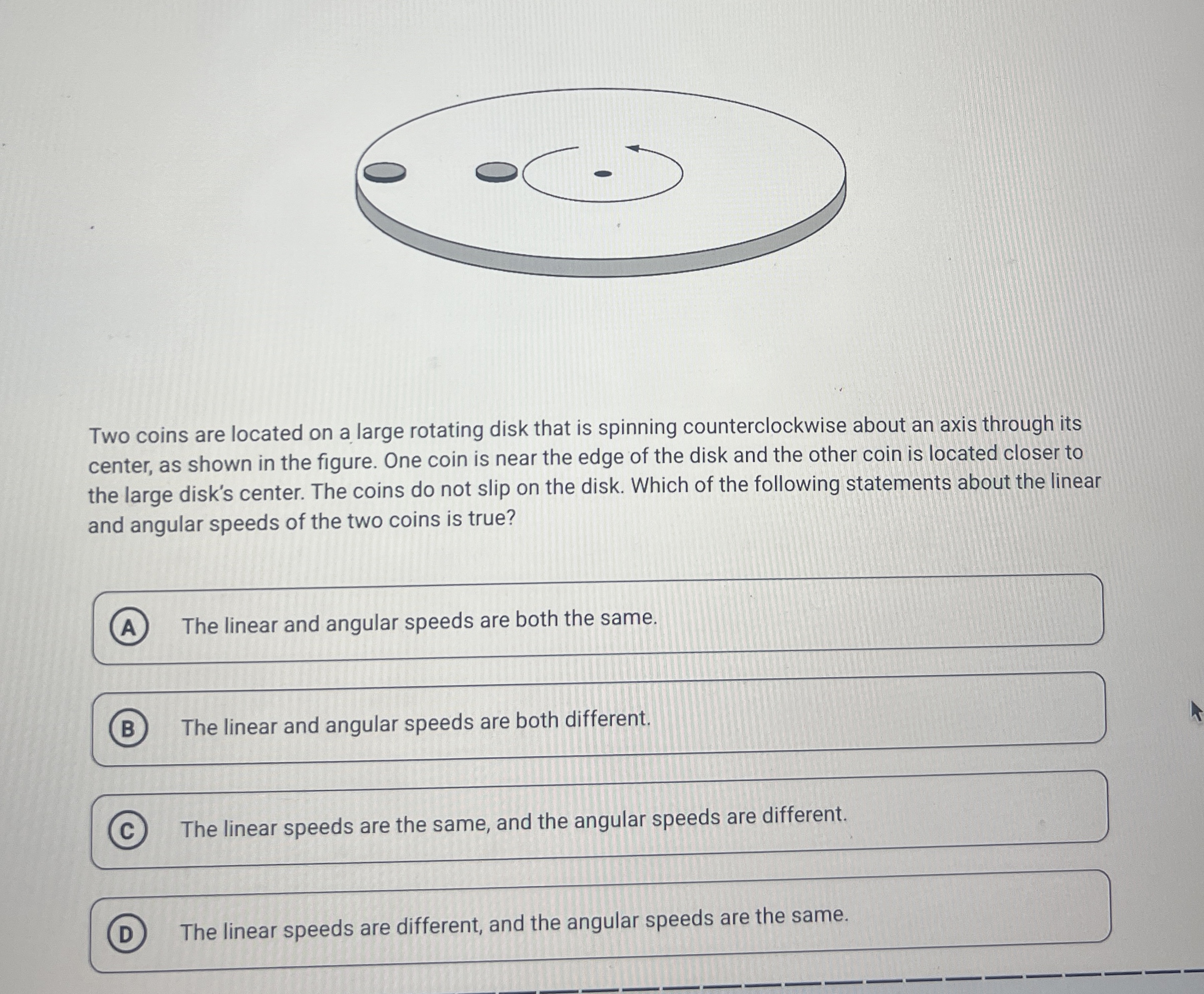 Solved Two coins are located on a large rotating disk that | Chegg.com