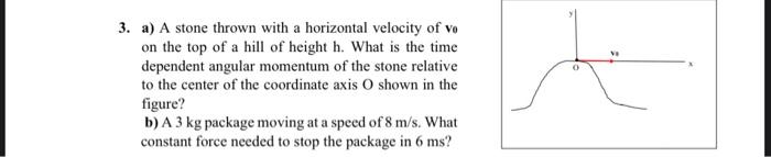 Solved 0 3. a) A stone thrown with a horizontal velocity of | Chegg.com